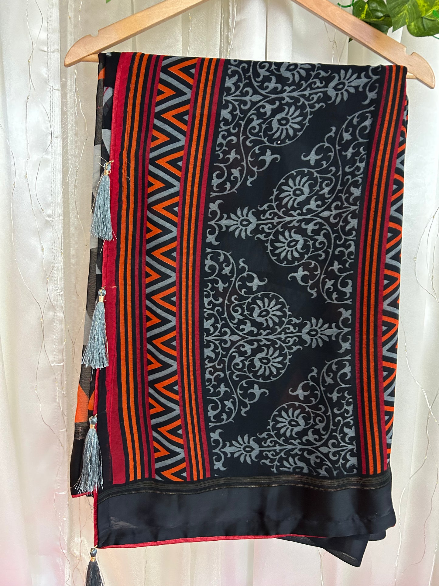 Black Georgette Pyramid Saree