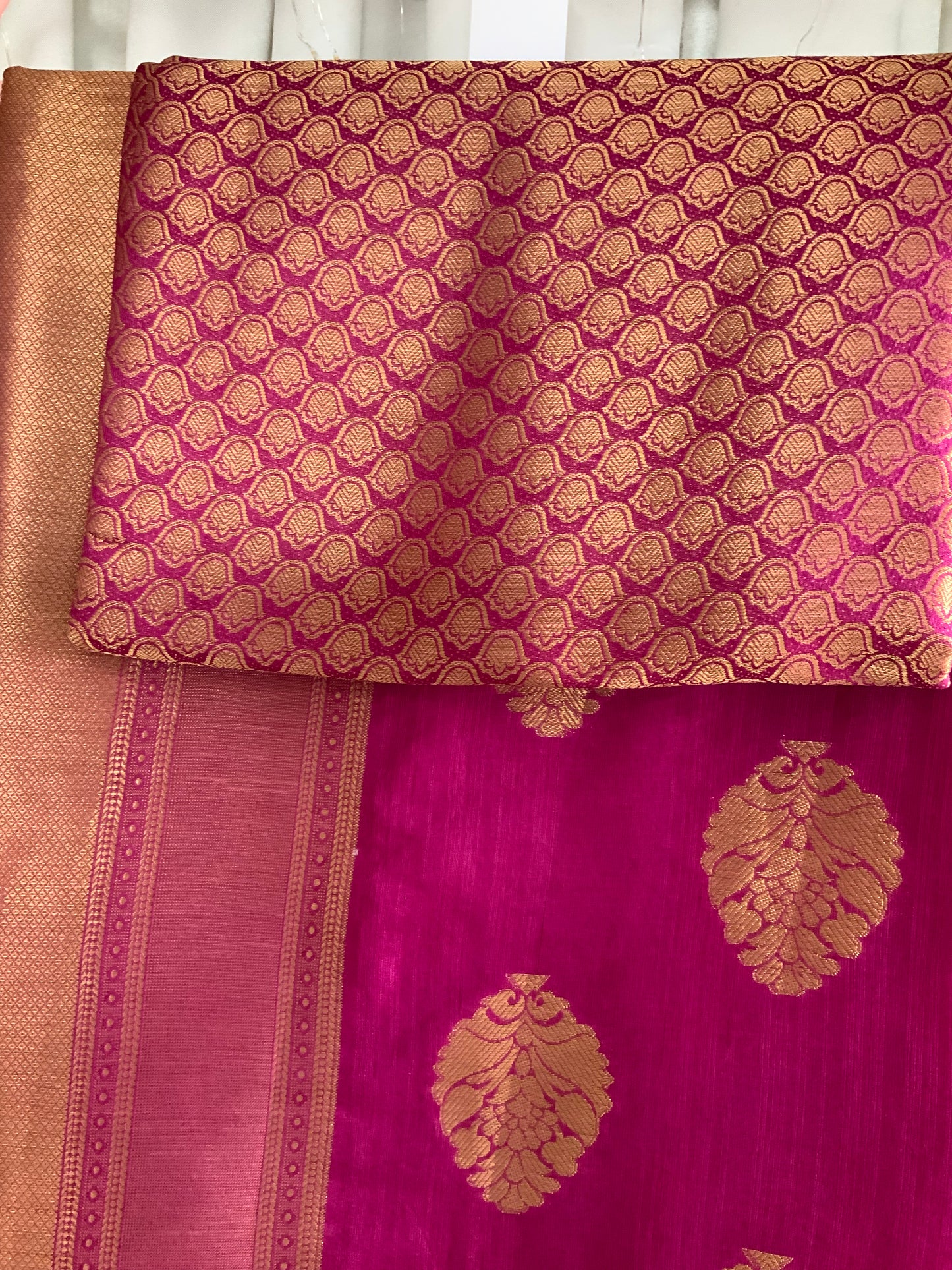 Wine Colour Silk Saree with unstitched Blouse