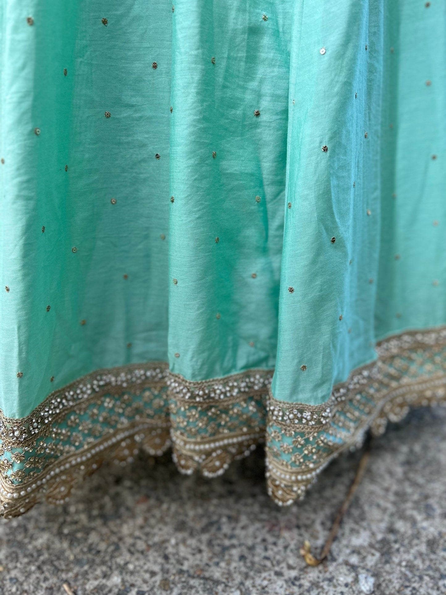 Sea Green Lehenga with Blouse and Dupatta