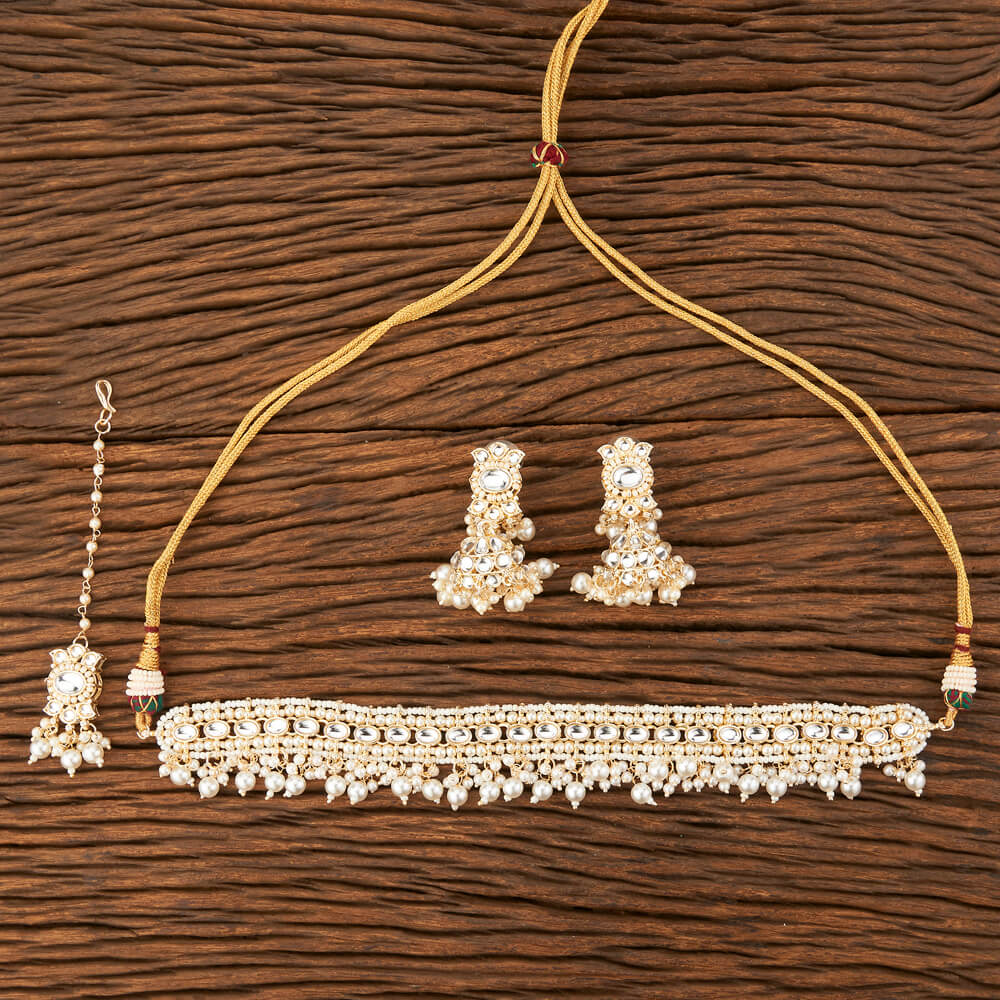 Classic Necklace Set with Matching Tikka and Jhumki Earrings