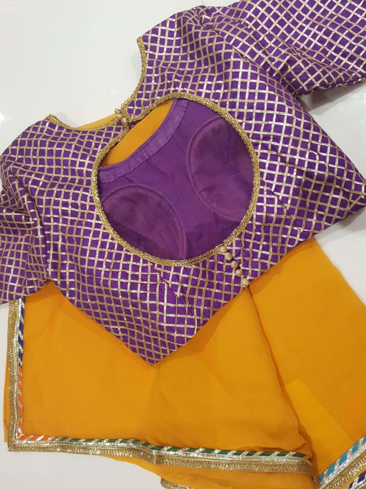 Mustard Georgette Saree with Gotapatti Blouse