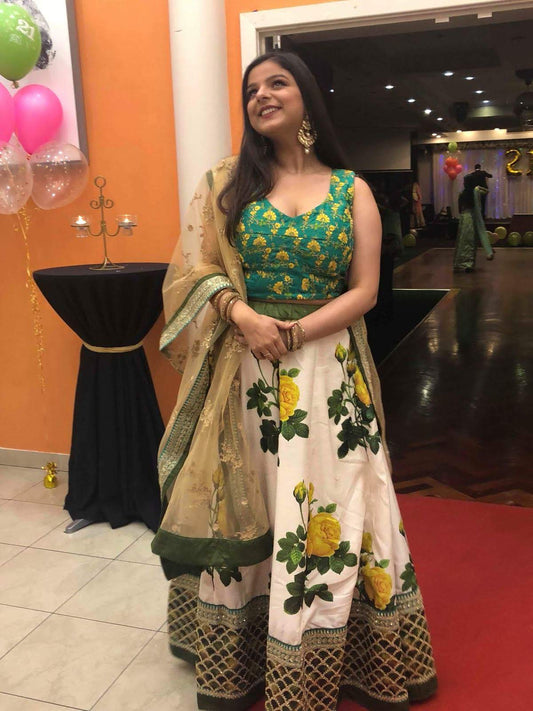 Green and Floral Lehenga $50 RENT