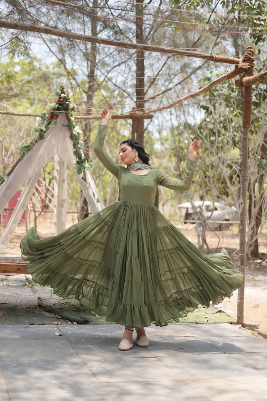 Mehendi Green Anarkali