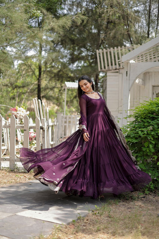 Wine colour Anarkali