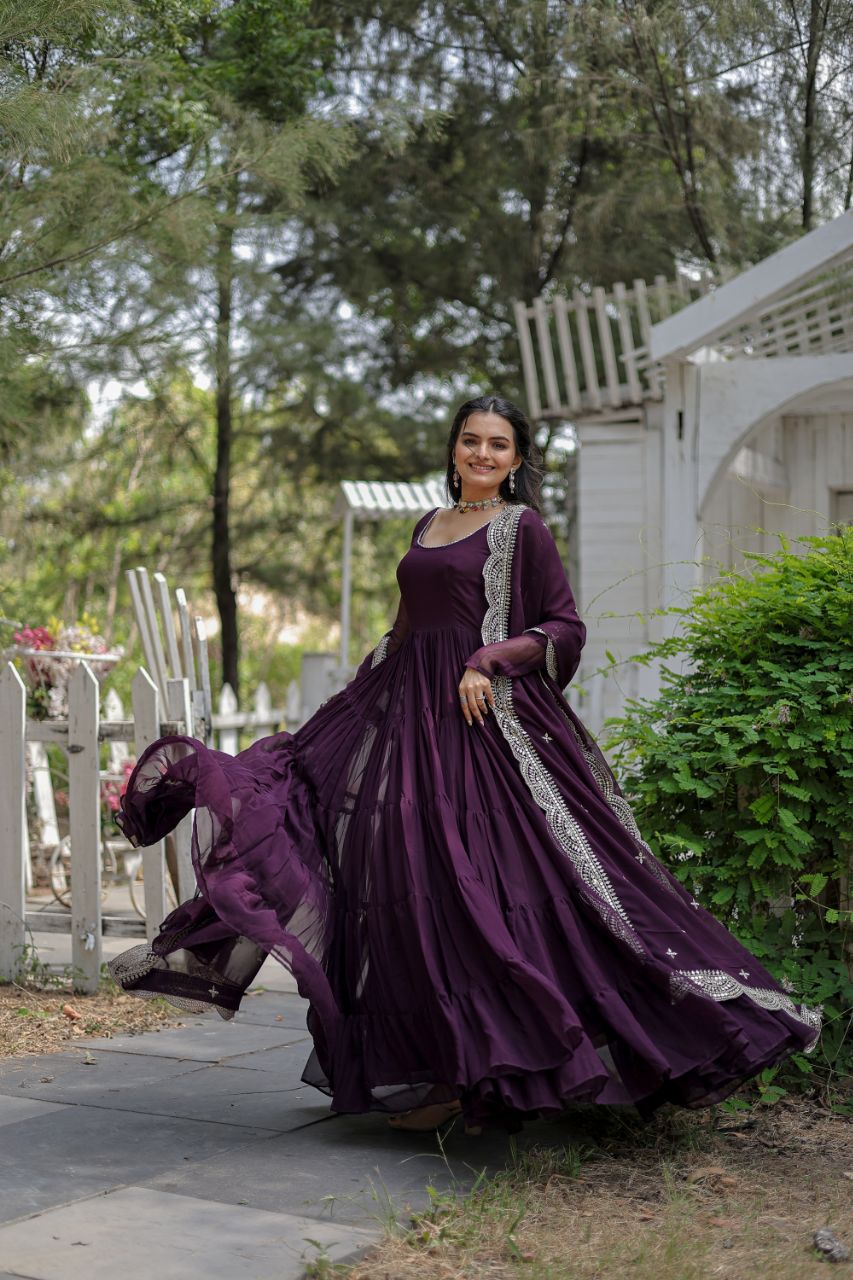 Wine colour Anarkali