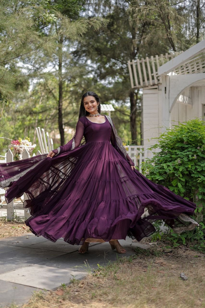 Wine colour Anarkali