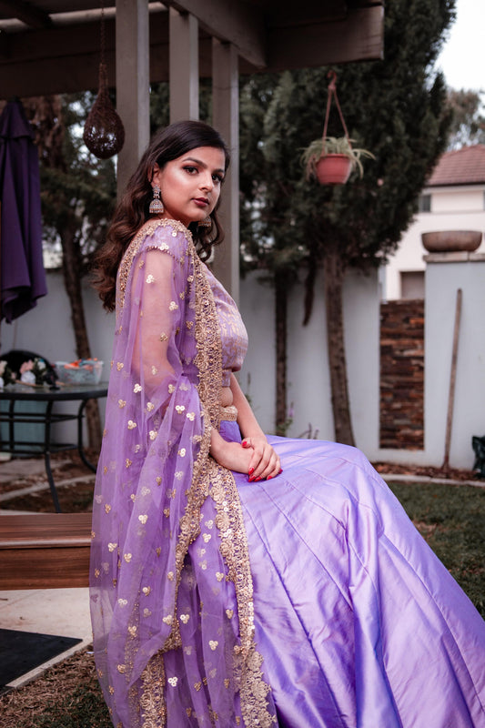 Elegant Purple Brocade Lehenga $50 RENT