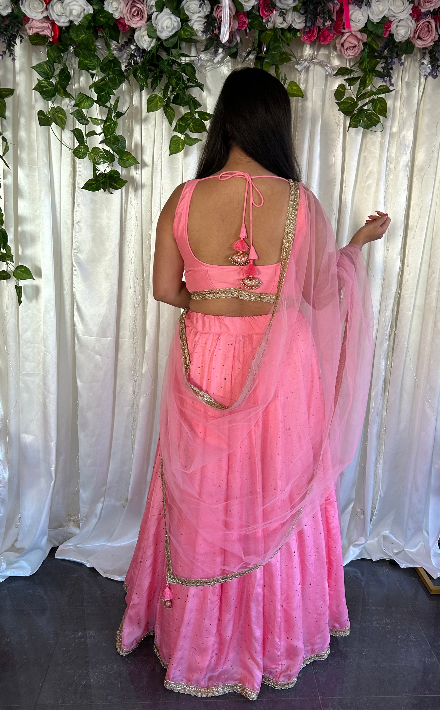 Pink Lehenga with Pink Blouse and Net Dupatta