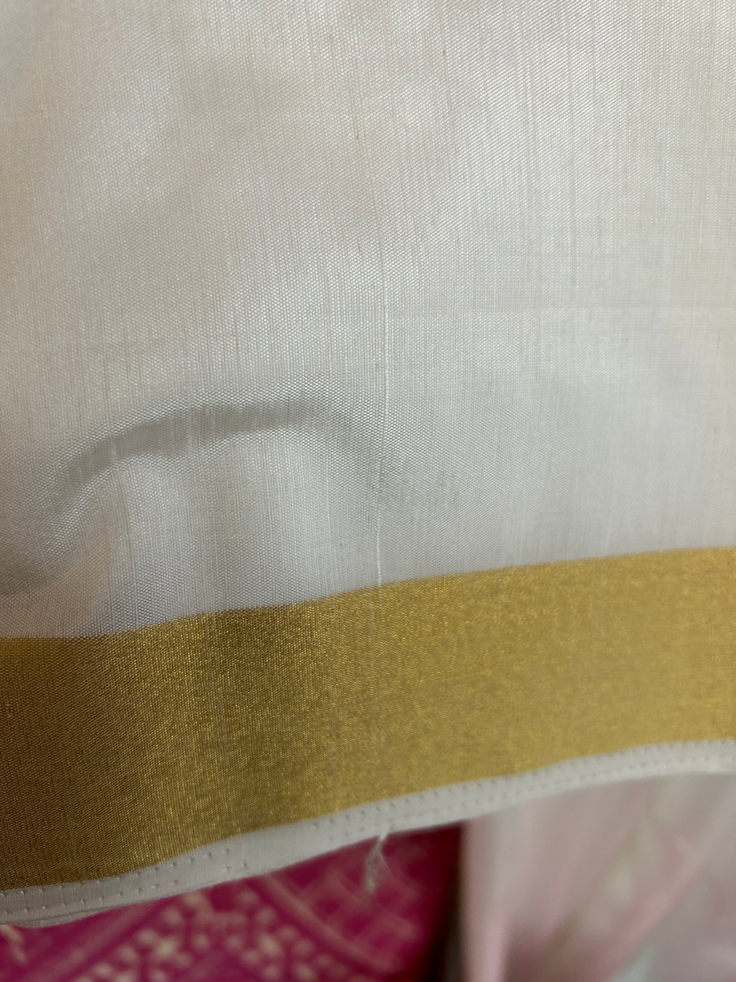 White Art Silk Saree with Gold Embroidery  Blouse