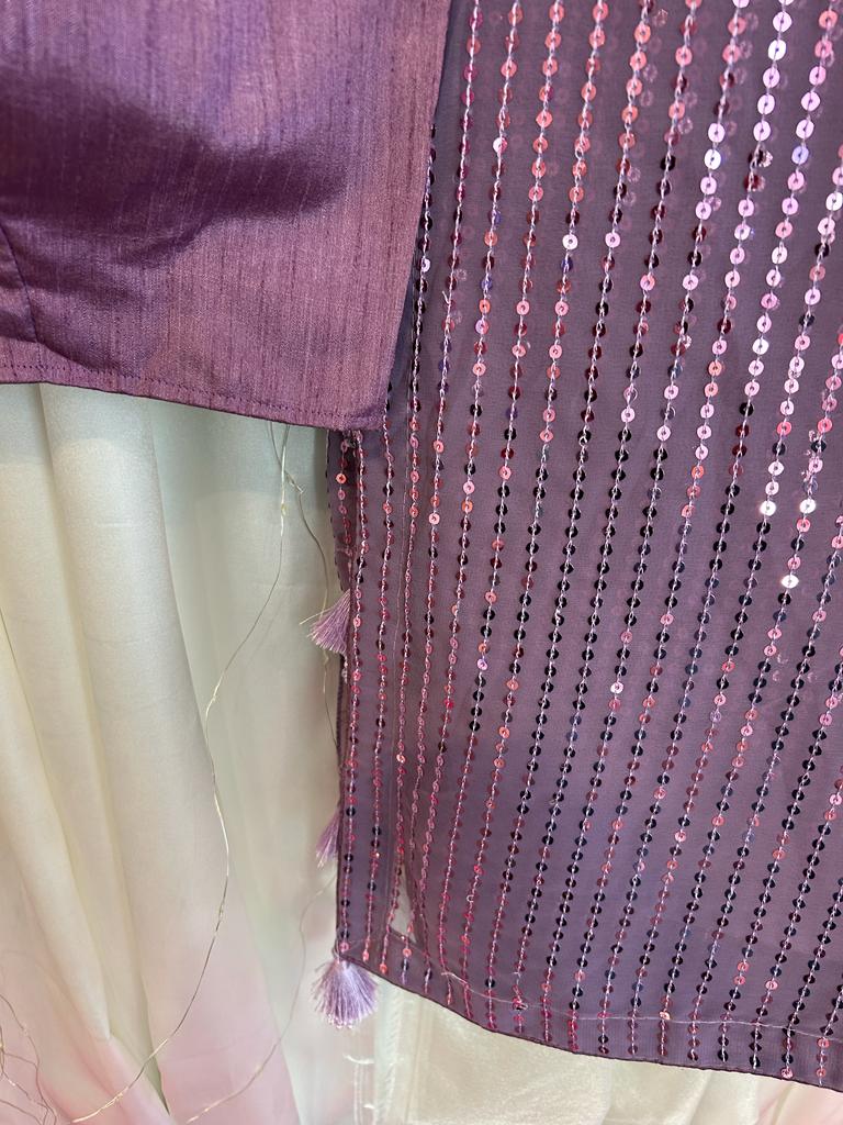 Lavender Sequins Saree with Blouse