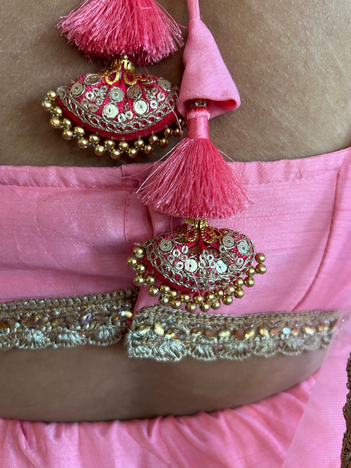 Pink Lehenga with Pink Blouse and Net Dupatta
