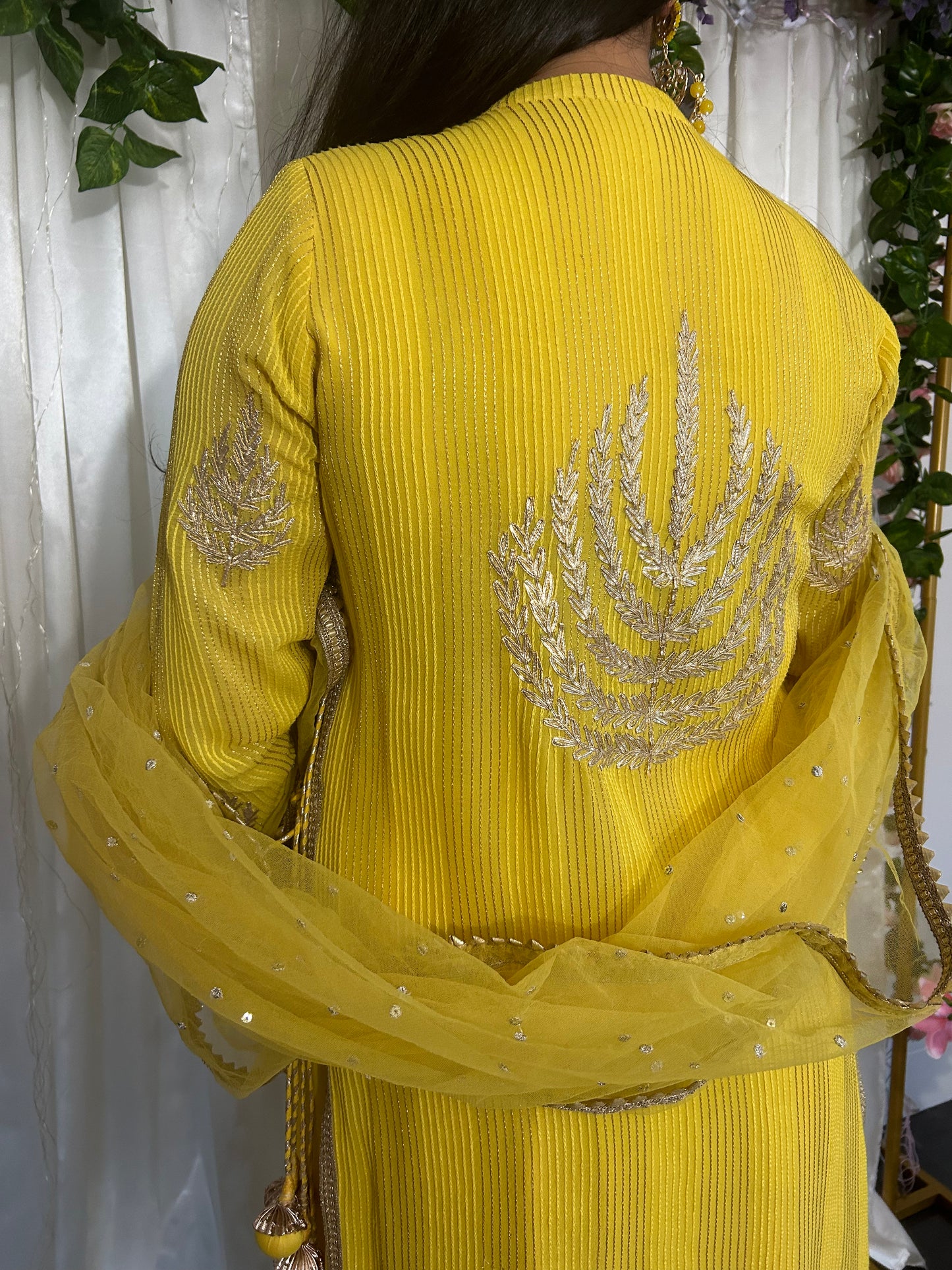 Yellow Lehenga with attached long top (Customisable)
