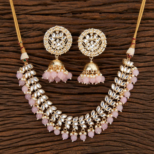 Light Pink Necklace Set with Jhumki