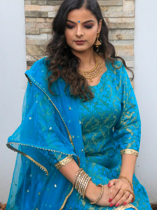Turquoise Patiala Salwar Suit