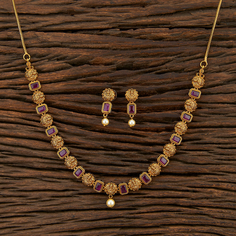 Small Ruby Temple Jewellery Necklace Set
