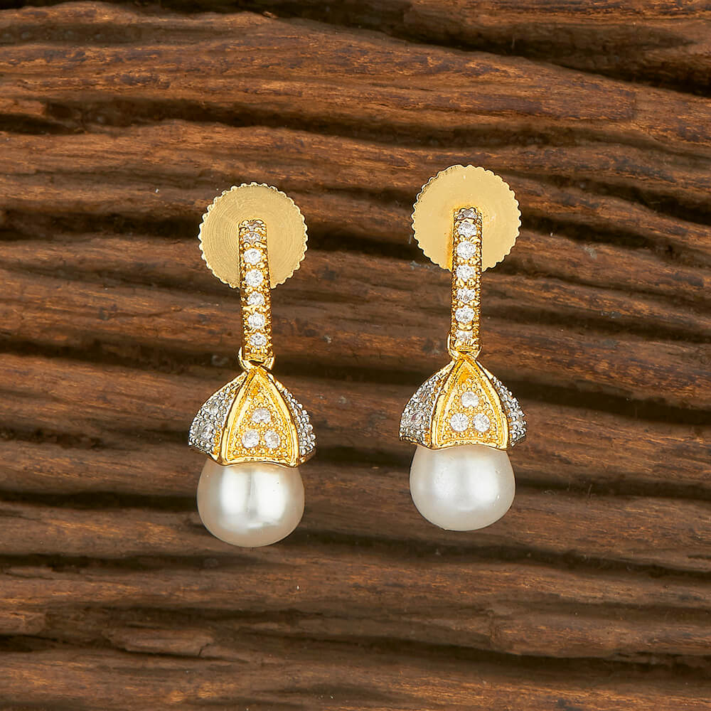 American Diamond Pearl Drops 2 Tone