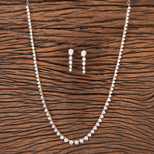 CZ Long Necklace With 2 Tone Plating: