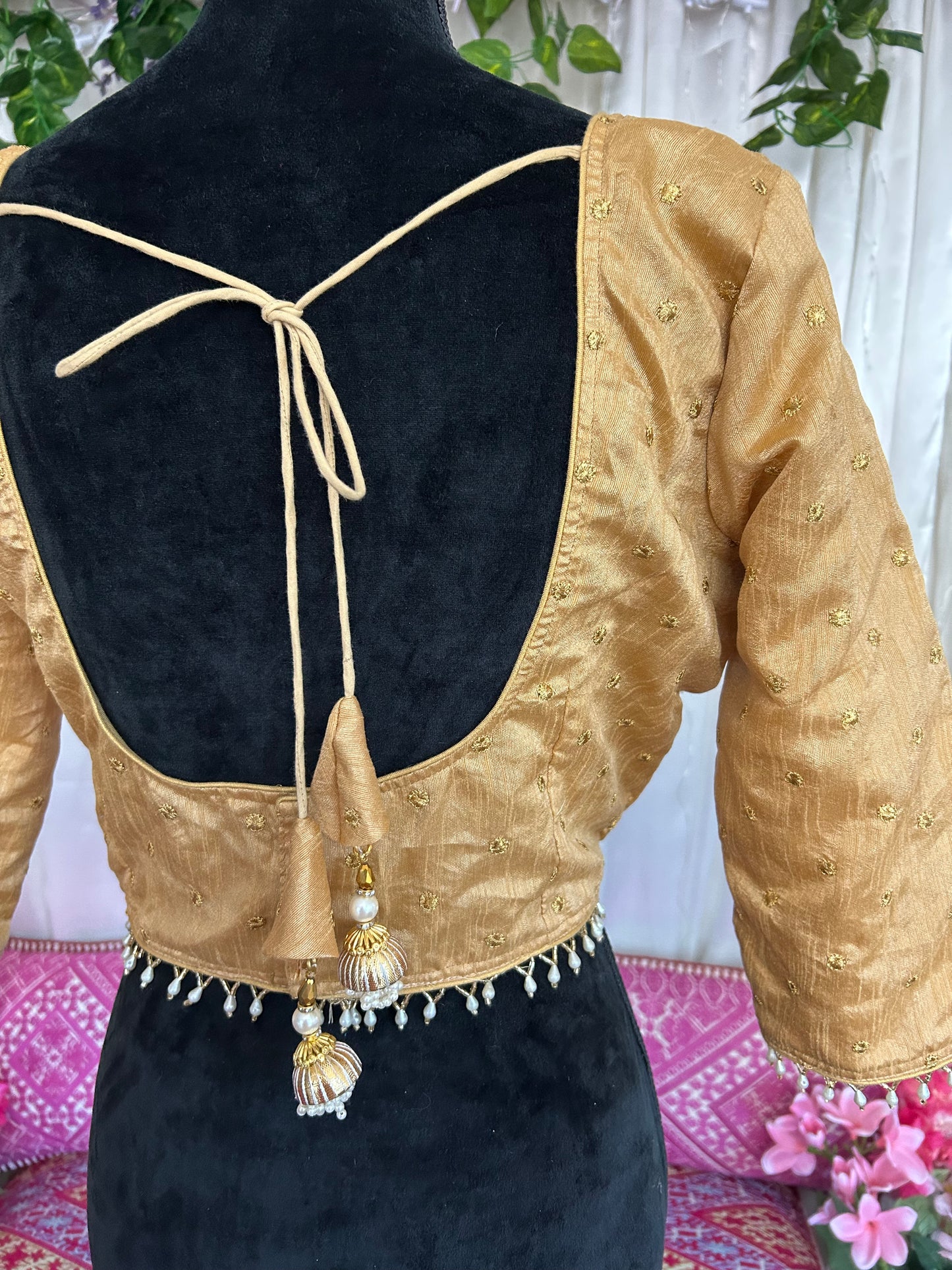 Gold Blouse with Embroidery and beads lace