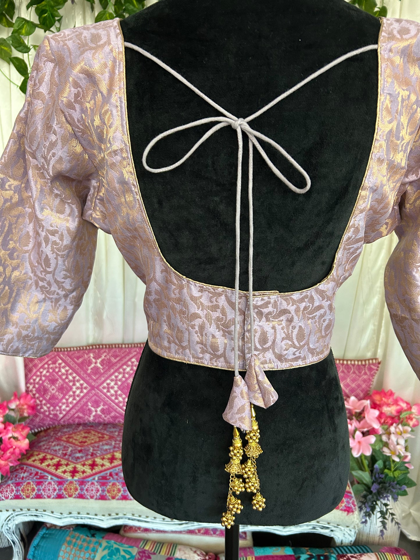 Lilac and Gold Brocade Blouse