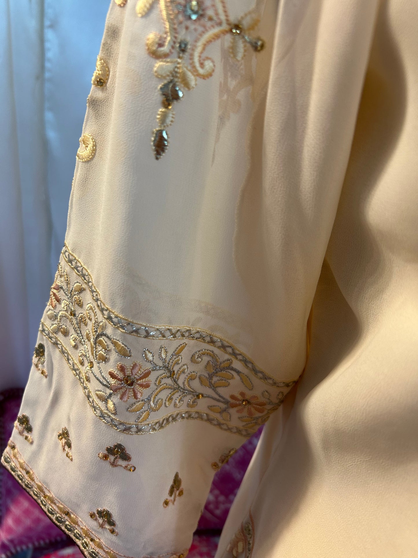 Beige Sharara suit with Embroidery