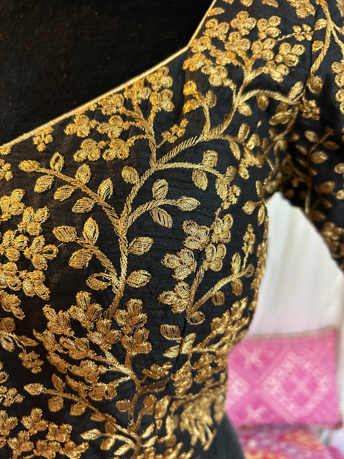 Black and Gold Embroidery Blouse